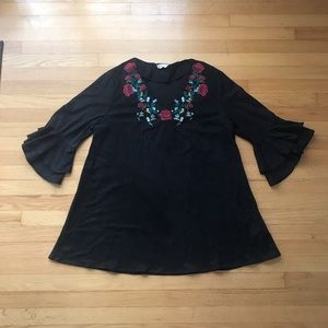 Black embroidered dress